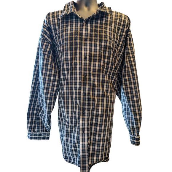 Van Heusen Studio Shirt Mens 3XLT Button Up Long Sleeve Cotton Plaid Blue Gray - Picture 8 of 15